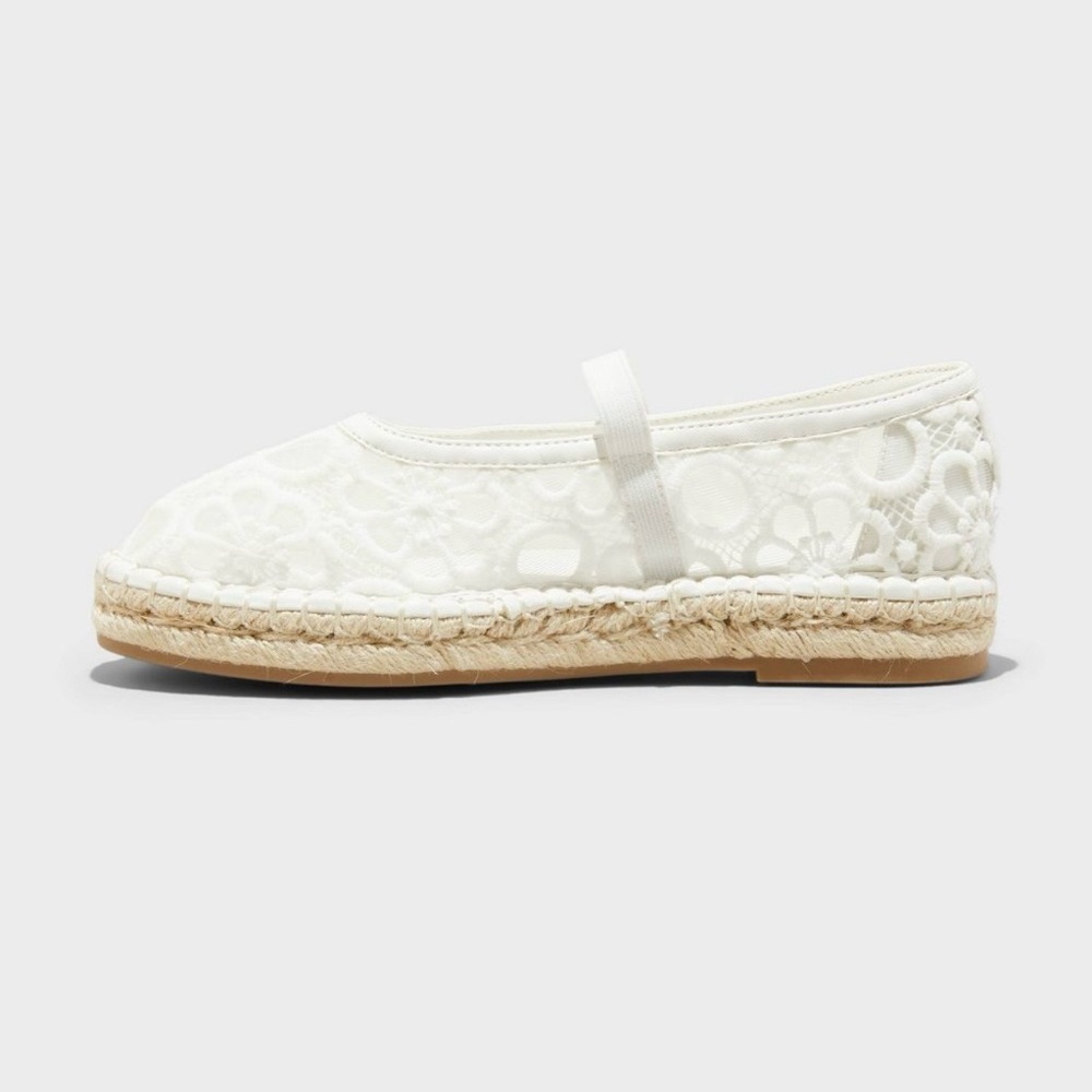 NWT Women's White Lace Espadrille Mary Jane Flats 9.5 - Picture 8 of 11